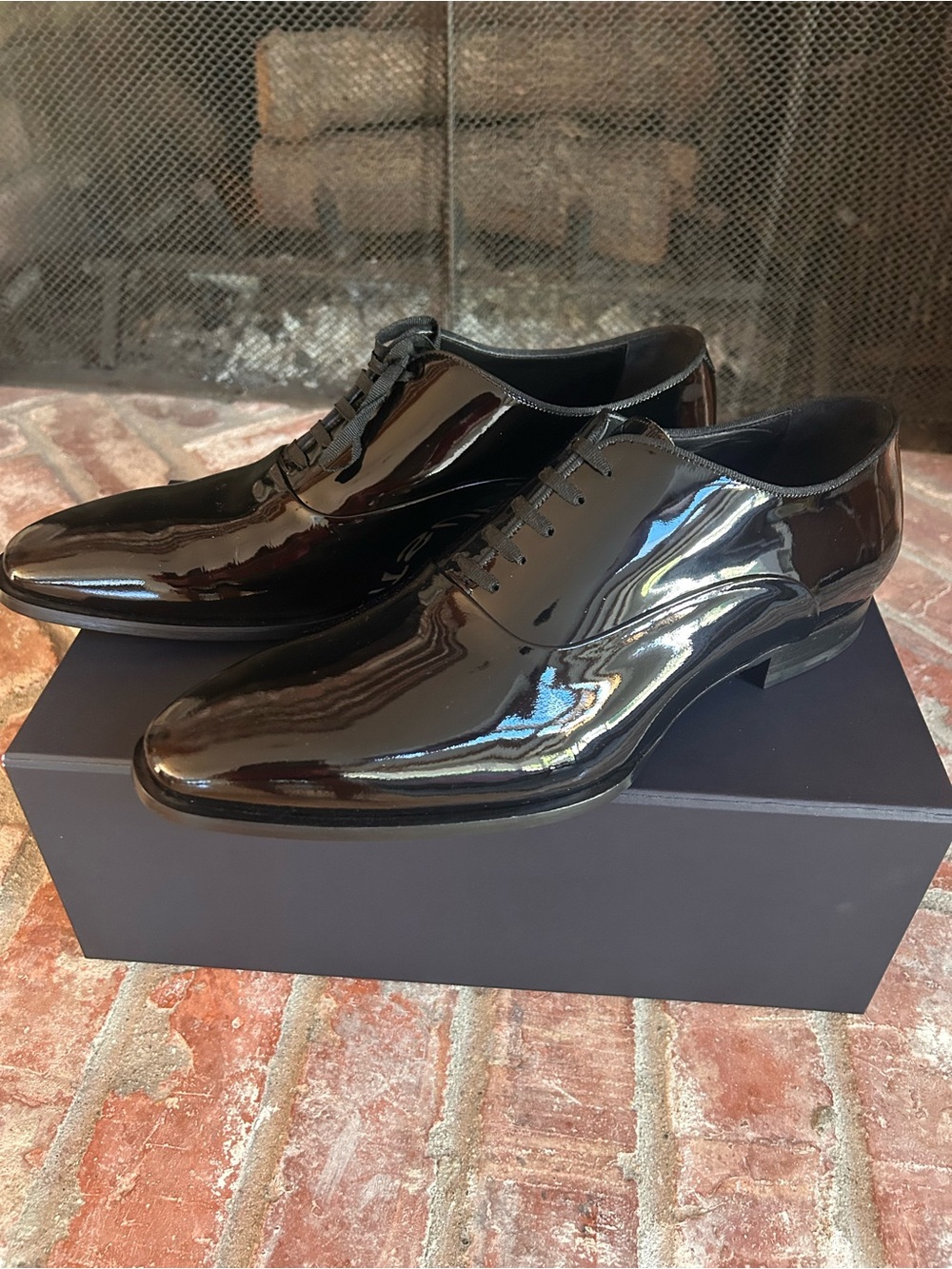 NWT Suitsupply Black Patent Leather Tuxedo Oxford Dress Shoes Size 11